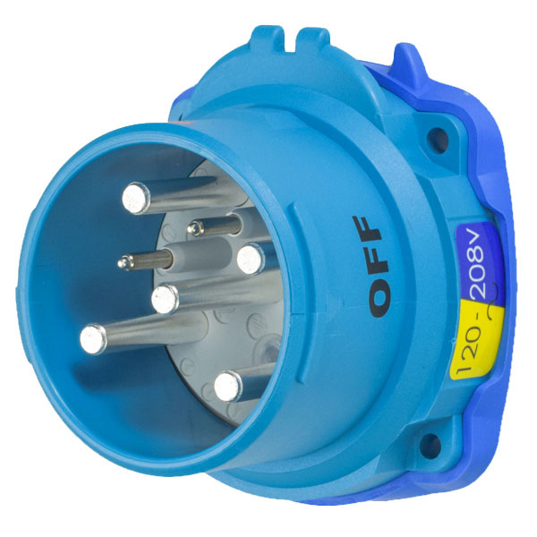 63-68167-972-A155 - DSN60 INLET POLY BLUE SIZE 3 TYPE 4X IP 69 3P+N+G 60A 120/208 VAC 60 Hz +2 AUX WITH NO LOCKOUT HOLE